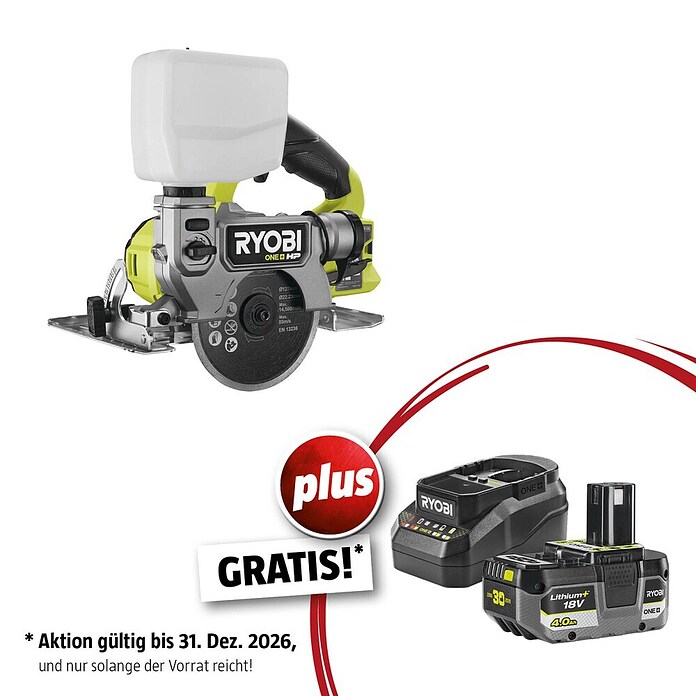 Ryobi ONE+ Maschinenpaket (Akku-Fliesenschneider RTS18C-0 + gratis Starter-Kit) | BAUHAUS