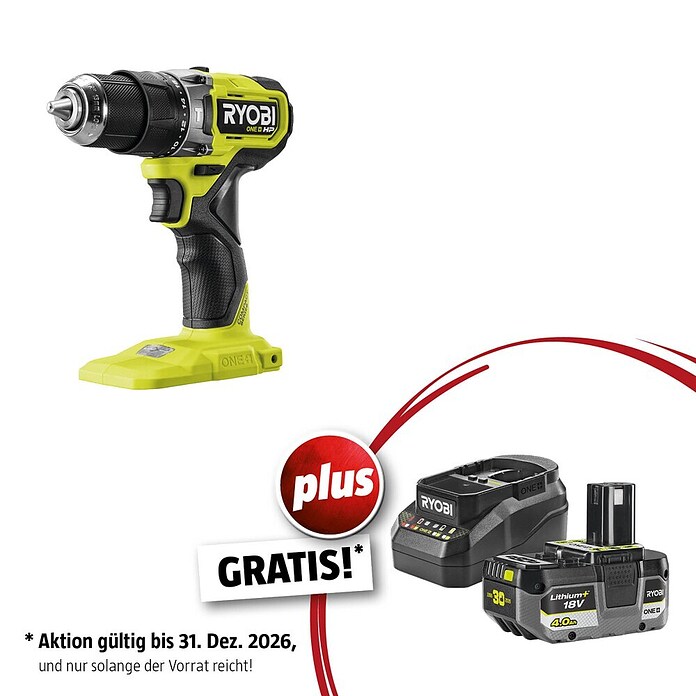 Ryobi ONE+ Maschinenpaket (Akku-Schlagbohrschrauber RPD18C1-0 C + gratis Starter-Kit) | BAUHAUS