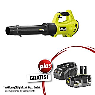 Ryobi ONE+ Maschinenpaket (Akku-Laubbläser RY18BLXD-0 Whisper,18V, 4 Ah Akku & 2A Ladegerät)