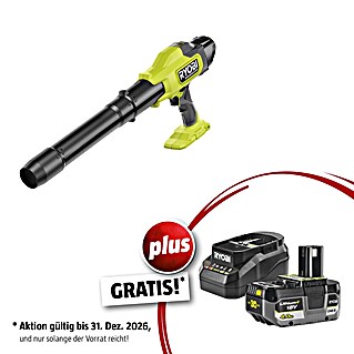 Ryobi ONE+ Maschinenpaket (Akku-Laubbläser RY18BLCXA-0,18V, 4 Ah Akku & 2A Ladegerät)