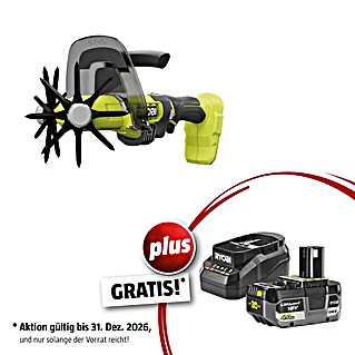 Ryobi ONE+ Maschinenpaket (Akku-Bodenhacke RY18HCA-0,18V, 4 Ah Akku & 2A Ladegerät)