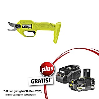 Ryobi ONE+ Maschinenpaket (Akku-Gartenschere RY18SCA-0,18V, 4 Ah Akku & 2A Ladegerät)