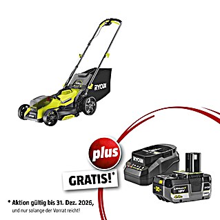 Ryobi ONE+ Maschinenpaket (Akku-Rasenmäher RY18LMX33A-0,18V, 4 Ah Akku & 2A Ladegerät)