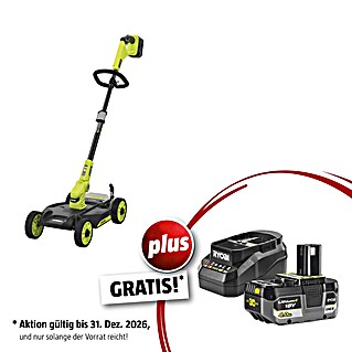 Ryobi ONE+ Maschinenpaket (Akku-Rasenmäher RY18LMC30A-0,18V, 4 Ah Akku & 2A Ladegerät)