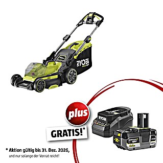 Ryobi ONE+ Maschinenpaket (Akku-Rasenmäher RY18LMX40B-0,18V, 4 Ah Akku & 2A Ladegerät)