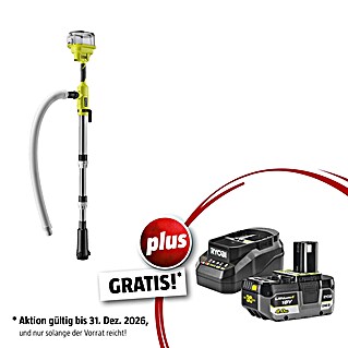 Ryobi ONE+ Maschinenpaket (Akku-Regenfasspumpe RY18STPA-0,18V, 4 Ah Akku & 2A Ladegerät)