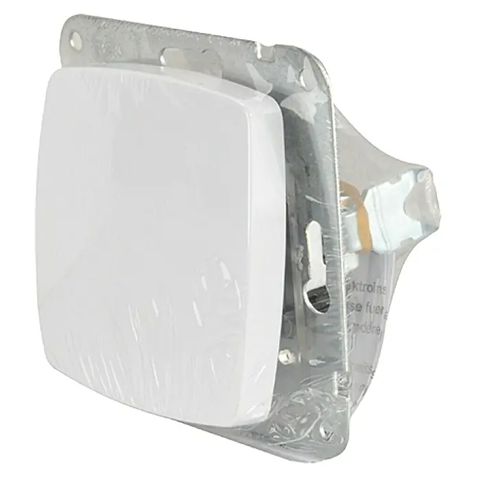 UniTEC Roma Wechselschalter - Ultraweiß, Glänzend, Unterputzmontage, 10 A - Weißer quadratischer Lichtschalter in Originalverpackung mit Metalleinfassung.