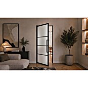 Solid Elements Binnendeur met kozijn - Staal & Mat glas - rechts (83 x 231,5 cm, Zwart, 4 vlaks, Mat glas) | BAUHAUS