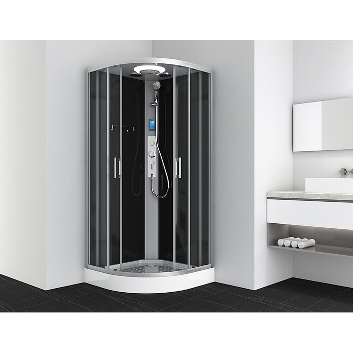 Sanotechnik Kompletni tuš Austin  (Črna/srebrna, 90 x 90 x 215 cm) | Kompletne tuš kabine | Tuš kabine | Tuširanje | Kopalnica in sanitarije | Izdelki | BAUHAUS