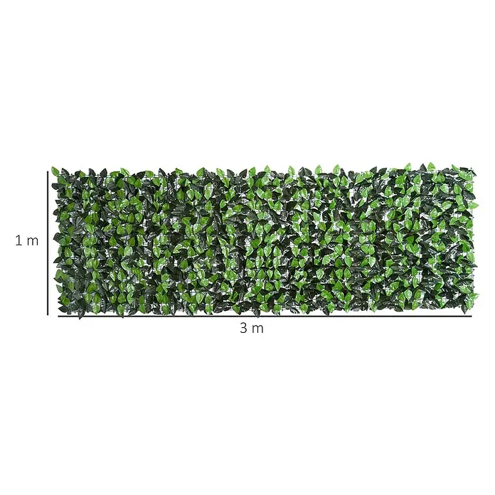 Outsunny Sichtschutzelement - Sonstiges, Grün - Künstlicher grüner Blätterzaun, 1m x 3m, ideal für Garten oder Balkon.