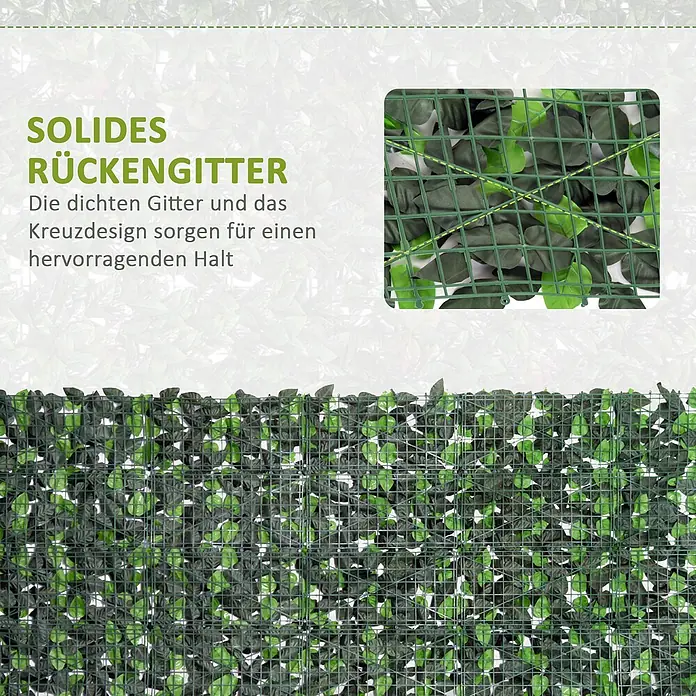 Outsunny Sichtschutzelement - Sonstiges, Grün - Grünes Kunsthecken-Gitter mit festem Rücken und Kreuzdesign für stabilen Halt.