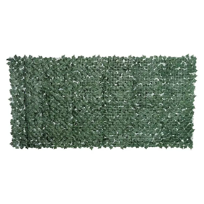 Outsunny Sichtschutzelement - Kunststoff, Dunkelgrün - Grüner künstlicher Efeu-Heckenpaneel auf einem Plastikgitter für Sichtschutz und Dekoration.