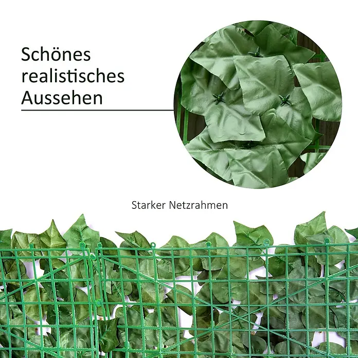 Outsunny Sichtschutzelement - Sonstiges, Dunkelgrün - Grünes künstliches Efeu-Sichtschutzpaneel mit stabilem Kunststoff-Netzrahmen.