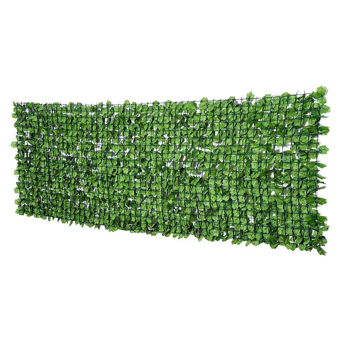 Outsunny Sichtschutzelement - Kunststoff, Hellgrün - Künstliche grüne Blatt-Sichtschutzwand auf schwarzem Netz, zur Zaun- oder Wanddekoration.