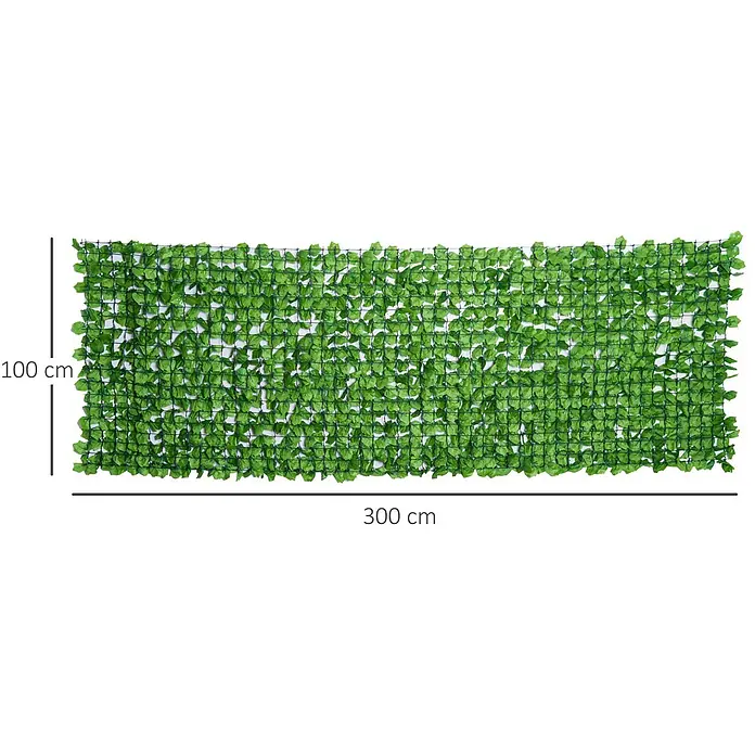 Outsunny Sichtschutzelement - Kunststoff, Hellgrün - Grüner künstlicher Efeu-Sichtschutz, 100x300 cm, auf Gitter für einfache Montage.