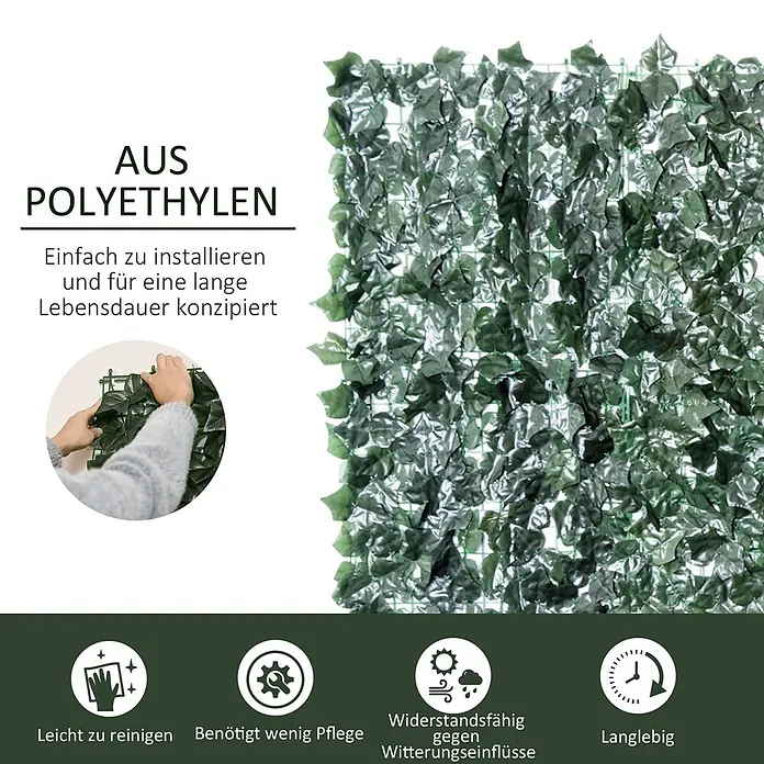 Outsunny Sichtschutzelement - Sonstiges, Dunkelgrün - Grüner künstlicher Efeu-Sichtschutz aus Polyethylen, einfach zu installieren und langlebig.