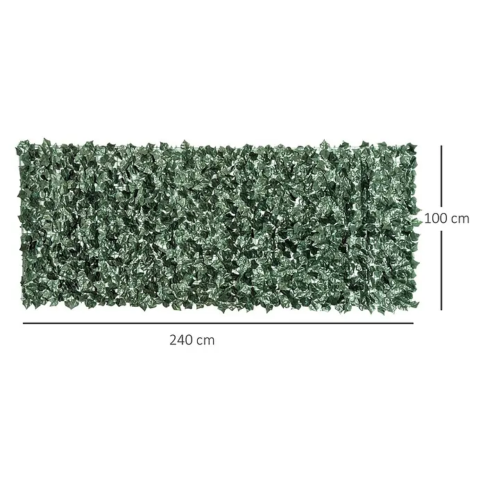 Outsunny Sichtschutzelement - Sonstiges, Dunkelgrün - Künstliche, dunkelgrüne Efeu-Hecke, 240 x 100 cm, zur Dekoration oder als Sichtschutz.