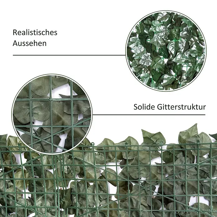 Outsunny Sichtschutzelement - Sonstiges, Dunkelgrün - Künstlicher Efeu-Sichtschutz mit realistischen grünen Blättern und stabiler Gitterstruktur.