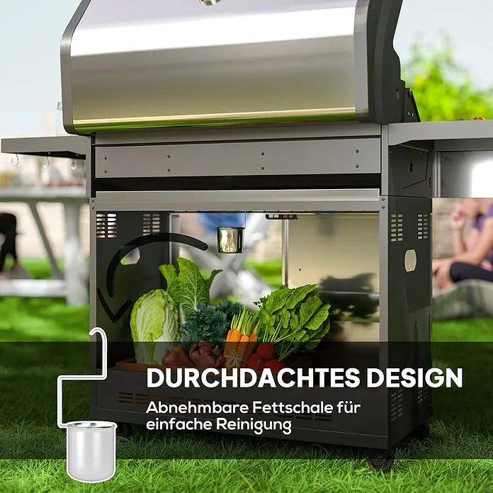 Outsunny Gasgrill - 14,9 kW, Anzahl Brenner: 6 Stk. - Robuster Gasgrill mit abnehmbarer Fettschale für mühelose Reinigung und durchdachtes Design für bequemes Kochen im Freien.