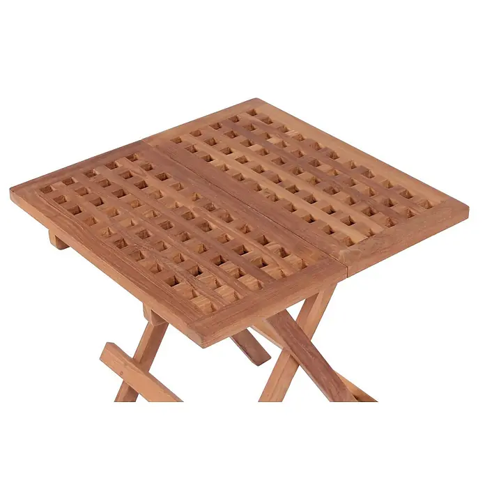 Bene Living Garten-Beistelltisch Devon - Teakholz, Klappbar, Rechteck, Natur - Quadratischer klappbarer Holztisch mit Lattenplatte.