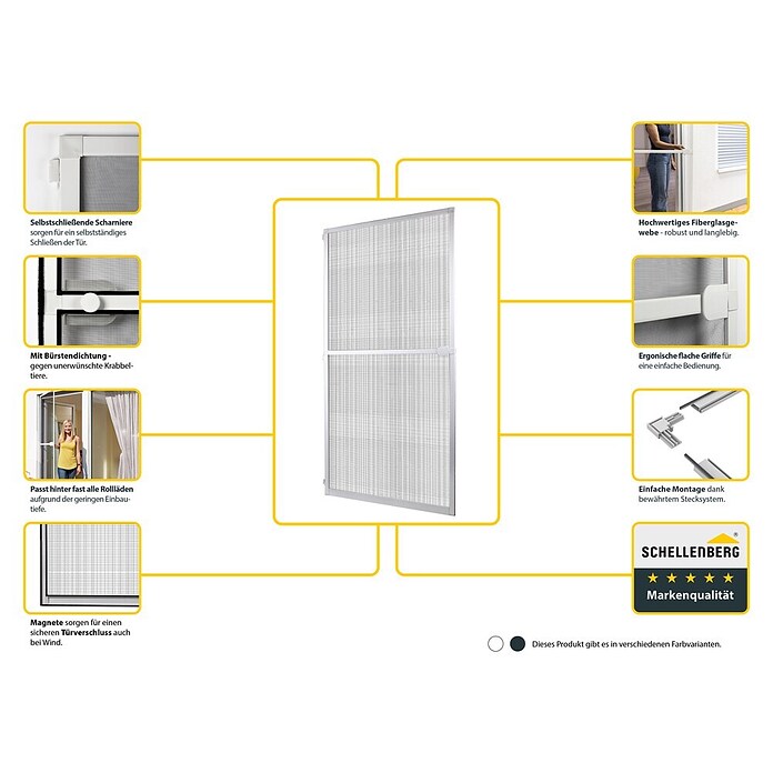 Schellenberg Vrata za zaščito pred insekti Plus  (Š x V: 100 x 120 cm, Bela) | 1195 - Fliegengitter | AAEF - Fliegenschutz | AAE - Beschläge | AA - Eisenwaren | A - Eisenwaren | BAUHAUS