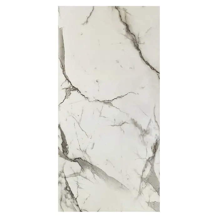 Panel de pared Mármol - 60 x 30 cm, Blanco, 2 ud. - Losa de mármol blanco con vetas gris oscuro prominentes.