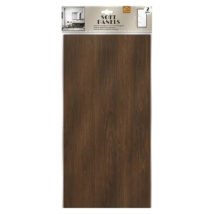 Panel de pared Madera - 60 x 30 cm, Madera oscura, 2 ud. - Embalaje de 2 paneles de pared blandos efecto madera marrón oscuro, 60x30 cm.