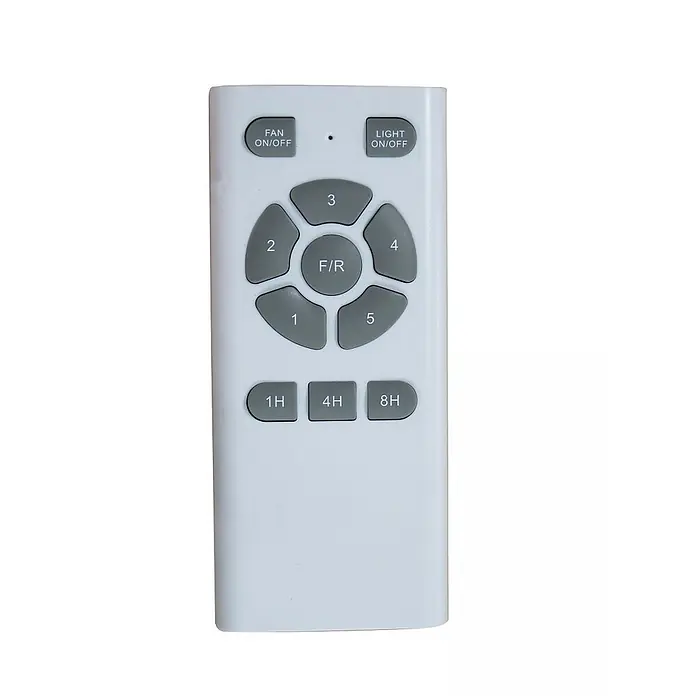 Vam Deckenventilator Energiespar Deckenventilator THE BIG 245 weiß - weiß, 2.450 mm, 47 W - Weißes Fernbedienung mit grauen Tasten für Lüfter- und Lichtfunktionen, inkl. Geschwindigkeitsstufen, Richtung und Timer.