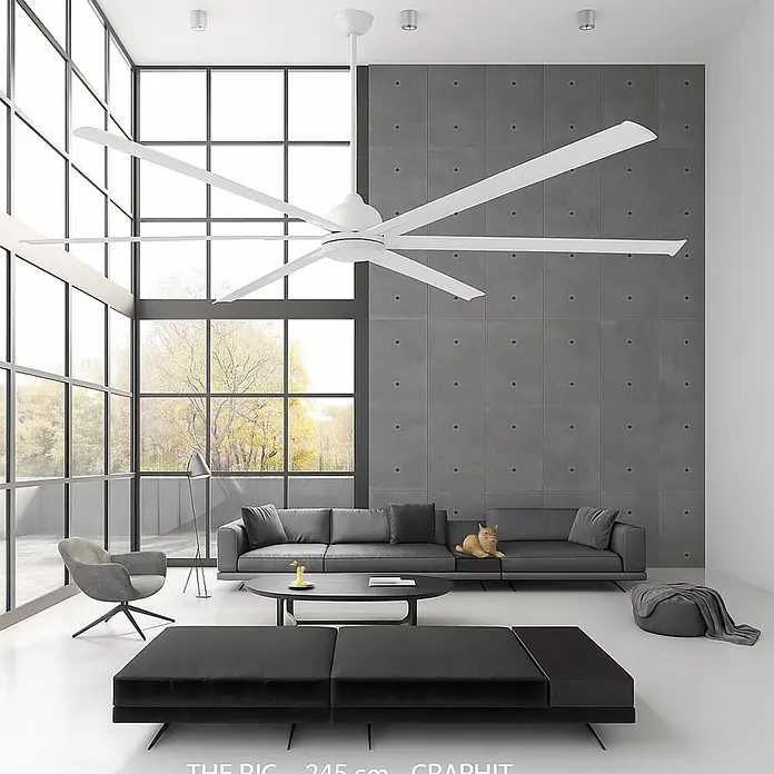 Vam Deckenventilator Energiespar Deckenventilator THE BIG 245 weiß - weiß, 2.450 mm, 47 W