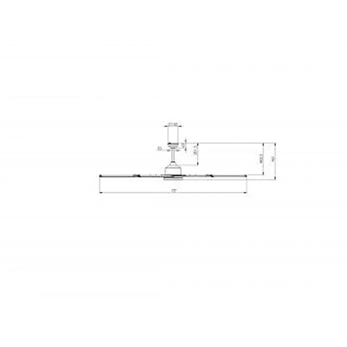 Vam Deckenventilator Energiespar Deckenventilator THE BIG 245 WI-FI graphit - graphit, 2.450 mm, 47 W - Technische Zeichnung eines Deckenventilators mit mehreren Flügeln, Maße und Profil darstellend.