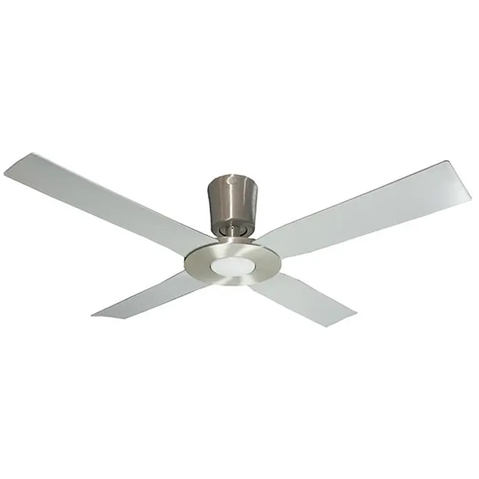Vam Deckenventilator Vam Deckenventilator PACIFIC LED Alu-natur 142 cm - ALU NATUR, 1.420 mm, 31 W - Moderner Deckenventilator mit gebürstetem Nickelgehäuse, vier silbernen Flügeln und integriertem weißen LED-Licht.