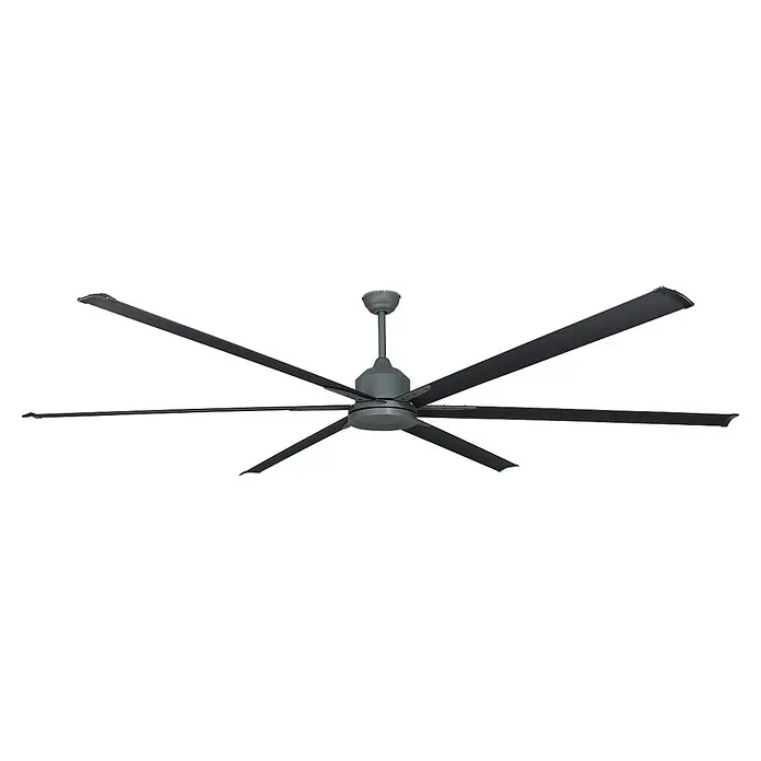 Vam Deckenventilator Energiespar Deckenventilator THE BIG 245 WI-FI graphit - graphit, 2.450 mm, 47 W - Dunkelgrauer Deckenventilator mit acht langen Flügeln und zentralem Motorgehäuse.