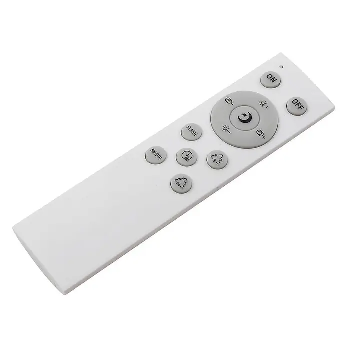 Lindby Deckenleuchte Manala - alu / grau / zink - Weiße Fernbedienung mit grauen Tasten zur Lichtsteuerung, inklusive EIN/AUS, Helligkeit, Farbe und Modus.