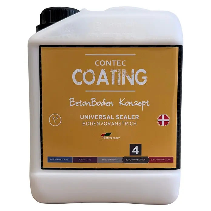Contec Coating Versiegelung Universal Sealer - 2,5 l, Transparent - Weißer Plastikkanister CONTEC COATING Universalversiegelung für Betonböden, 2,5 Liter.