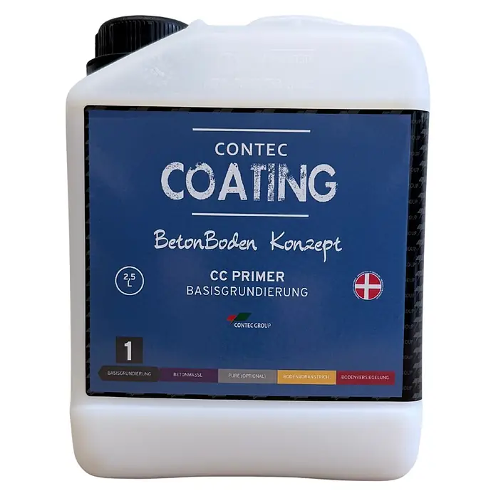 Contec Coating Grundierung CC Primer - 2,5 l, Transparent - Weißer Kunststoffkanister CONTEC COATING CC PRIMER (2,5L) für Betonbodengrundierung.
