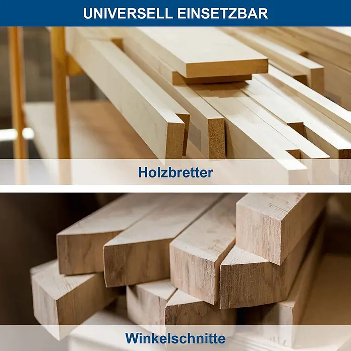 Scheppach Kappzugsäge HM216 - 2.000 W, Durchmesser Sägeblatt: 216 mm, Leerlaufdrehzahl: 4.700 U/min - Verschiedene helle Holzbretter und schräg geschnittene Kanthölzer, universell einsetzbar.