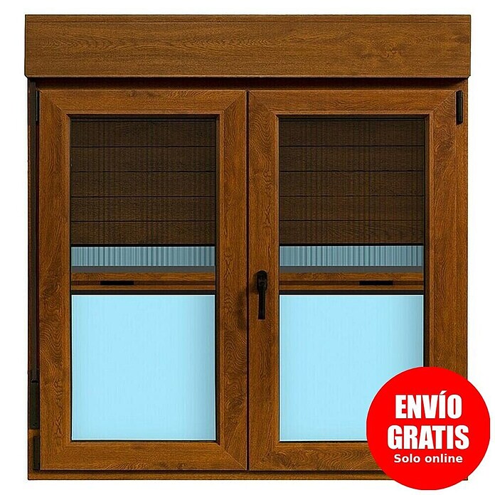 Ventana de PVC practicable-oscilobatiente (120 x 118 cm, Derecha, Marrón, Con persiana de PVC y mosquitera) | BAUHAUS