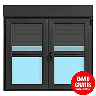 Ventana de PVC practicable-oscilobatiente (120 x 118 cm, Con persiana de PVC y mosquitera)