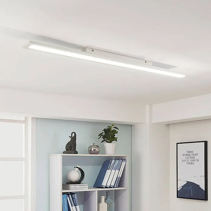 Arcchio Deckenleuchte Arya - weiß / opal, weiß / opal - Weiße rechteckige LED-Deckenleuchte, beleuchtet einen Raum.