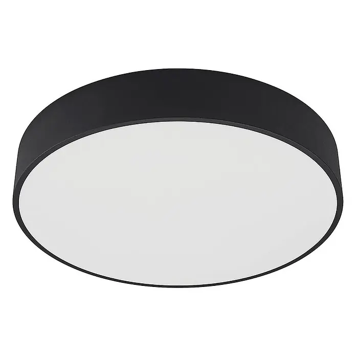 Arcchio Deckenleuchte Noabelle - schwarz, schwarz - Runde schwarze Deckenleuchte mit weißem Diffusor.