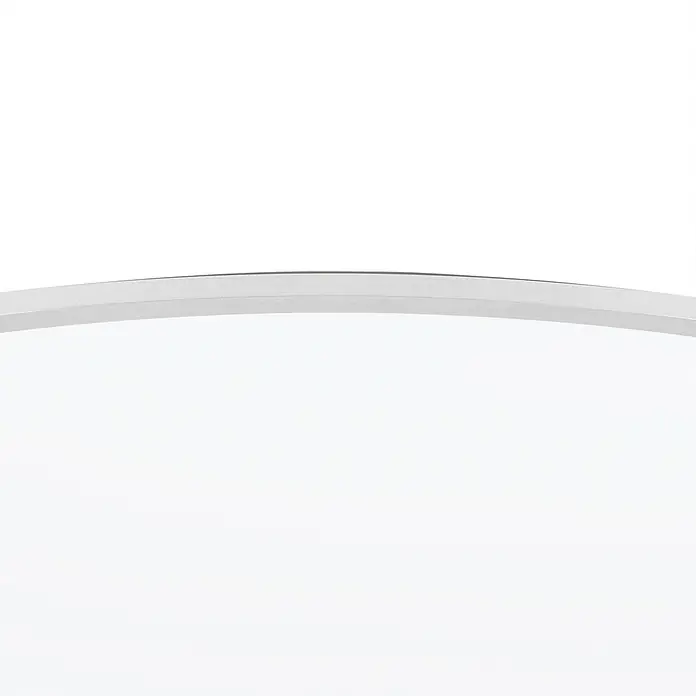 Lindby Deckenleuchte Narima - L x B x H: 100 x 100 x 5,2 cm, alu / grau / zink, weiß / opal - Gekrümmte weiße Deckenleuchte mit silbernem Metallrand.