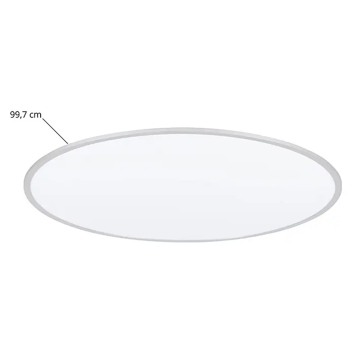 Lindby Deckenleuchte Narima - L x B x H: 100 x 100 x 5,2 cm, alu / grau / zink, weiß / opal - Große runde weiße LED-Deckenleuchte mit dünnem grauen Rahmen, 99,7 cm Durchmesser.