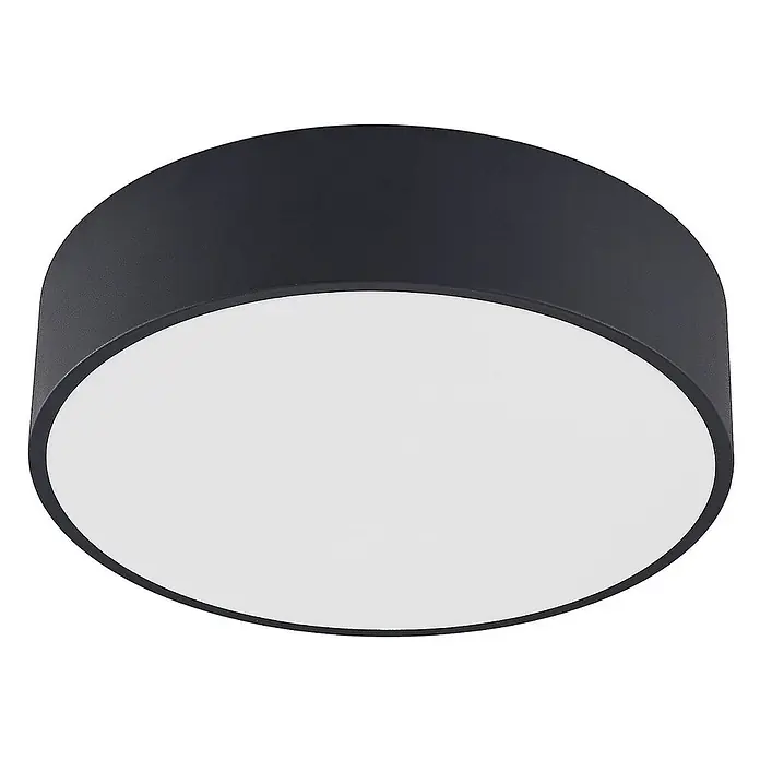 Arcchio Deckenleuchte Noabelle - schwarz, schwarz - Schwarze runde Deckenleuchte mit weißem Diffusor.