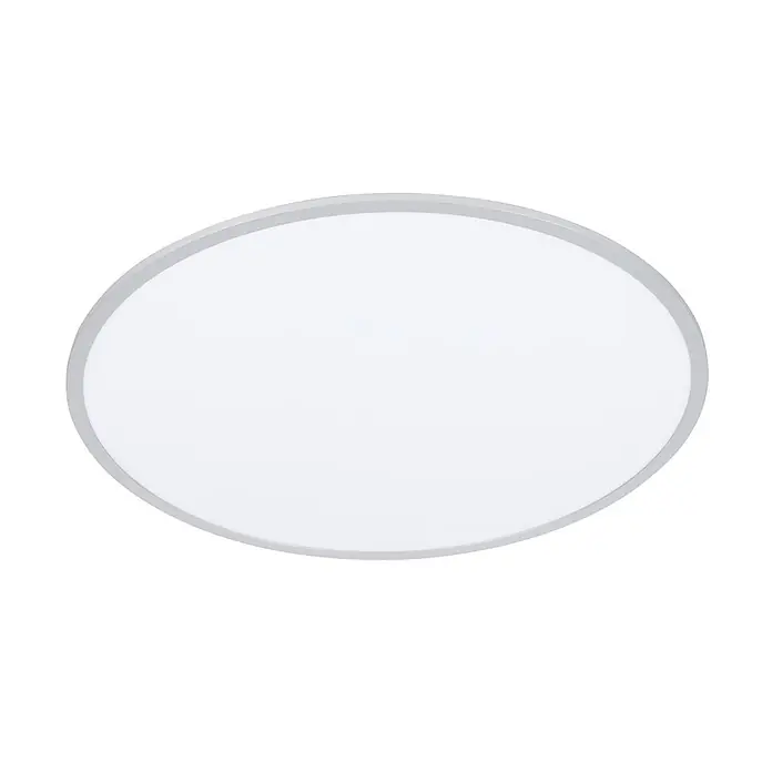 Lindby Deckenleuchte Narima - alu / grau / zink - Ovales LED-Deckenpanel mit weißem Diffusor und grauem Rahmen.