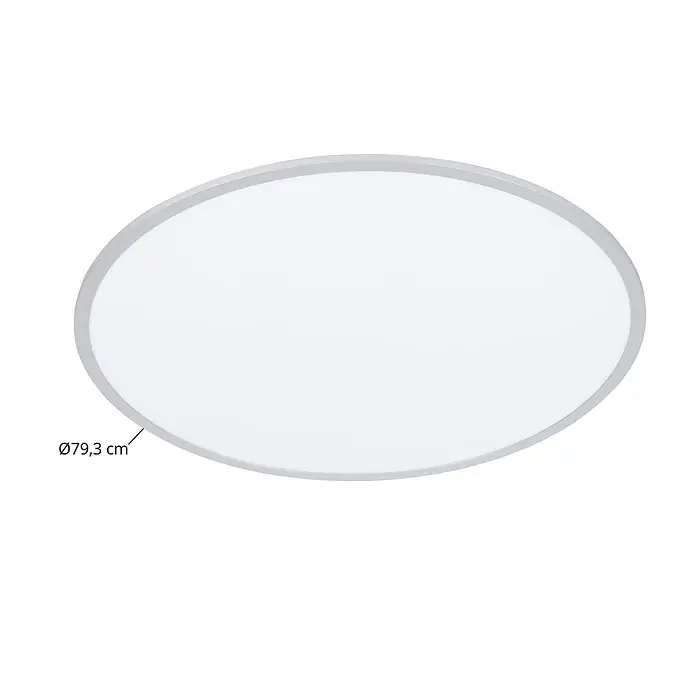 Lindby Deckenleuchte Narima - alu / grau / zink - Runde LED-Deckenleuchte mit weißem Diffusor und hellgrauem Rahmen, Durchmesser 79,3 cm.