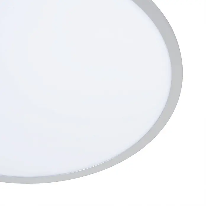 Lindby Deckenleuchte Narima - L x B x H: 60 x 60 x 5,2 cm, alu / grau / zink - Rundes weißes LED-Panel mit silbergrauem Rahmen.