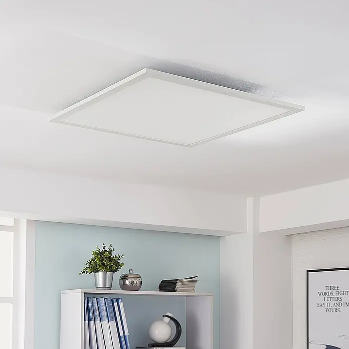 Arcchio LED-Panel Lysander - L x B x H: 61,5 x 61,5 x 5 cm, weiß / opal, weiß / opal - Quadratische weiße LED-Deckenleuchte, bündig montiert in einem modernen Raum, spendet helles, gleichmäßiges Licht.