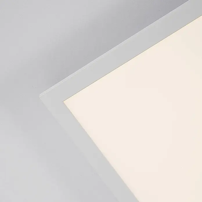 Arcchio LED-Panel Lysander - L x B x H: 61,5 x 61,5 x 5 cm, weiß / opal, weiß / opal - Rechteckige LED-Panel-Leuchte mit hellgrauem Rahmen, strahlt warmweißes Licht aus.