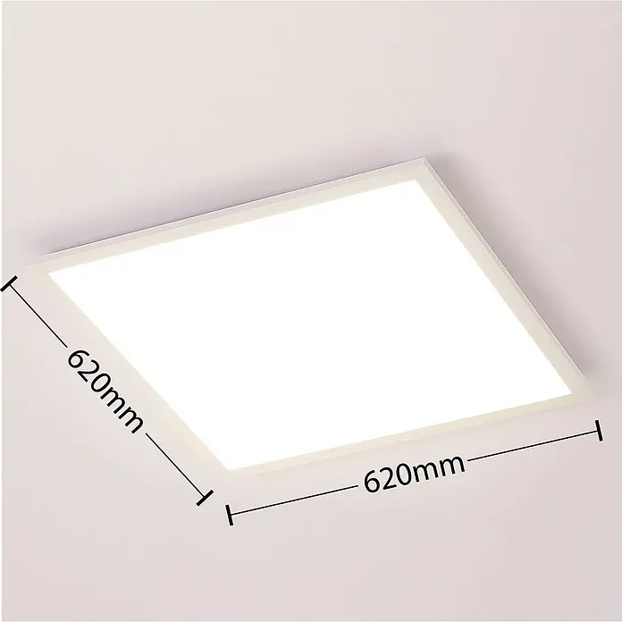 Arcchio LED-Panel Lysander - L x B x H: 61,5 x 61,5 x 5 cm, weiß / opal, weiß / opal - Weißes quadratisches LED-Panel, 620x620mm, flächenbündig an der Decke montiert, hell leuchtend.