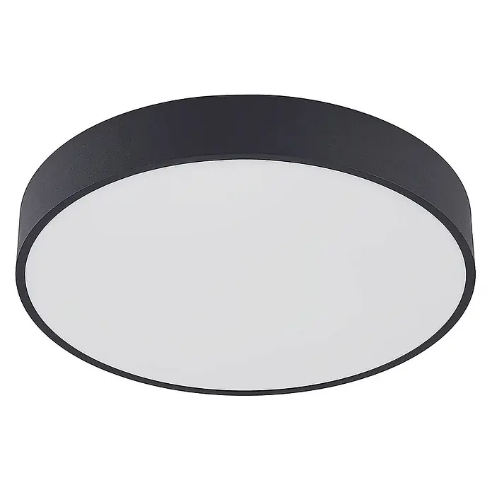 Arcchio Deckenleuchte Vanida - schwarz, schwarz - Runde schwarze LED-Aufbauleuchte mit weißem Diffusor.